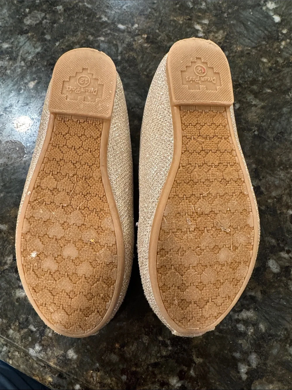Dream Pairs Girls Size 12 Gold Glitter Pearl Ballet Flats Dress Shoes